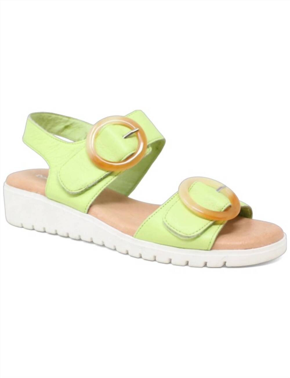 NEW DJANGO & JULIETTE women's meldrick wedge heel sandals in light citrus-white